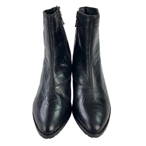 Fabianelli Crocs Black Leather Ankle Boots Zip Womens Size 6 - Picture 5 of 12